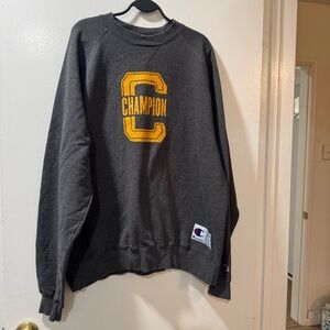 Champion Men's Dark Gray and Yellow Crewneck Sweater Size XXL